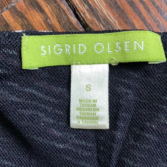 Sigrid Olsen Black white Pink Ruched Wrap Top sz Small - Picture 10 of 15